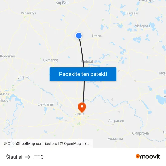 Šiauliai to ITTC map