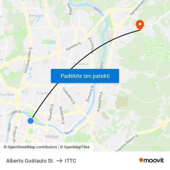 Alberto Goštauto St. to ITTC map