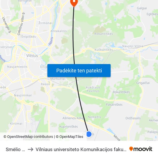Smėlio St. to Vilniaus universiteto Komunikacijos fakultetas map