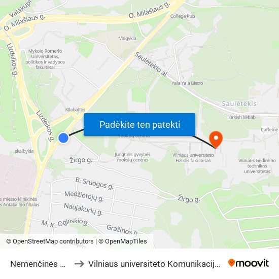Nemenčinės Plentas to Vilniaus universiteto Komunikacijos fakultetas map