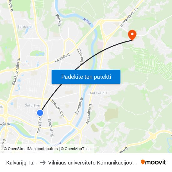 Kalvarijų Turgus to Vilniaus universiteto Komunikacijos fakultetas map