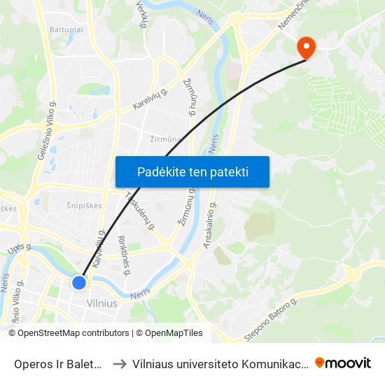 Operos Ir Baleto Teatras to Vilniaus universiteto Komunikacijos fakultetas map