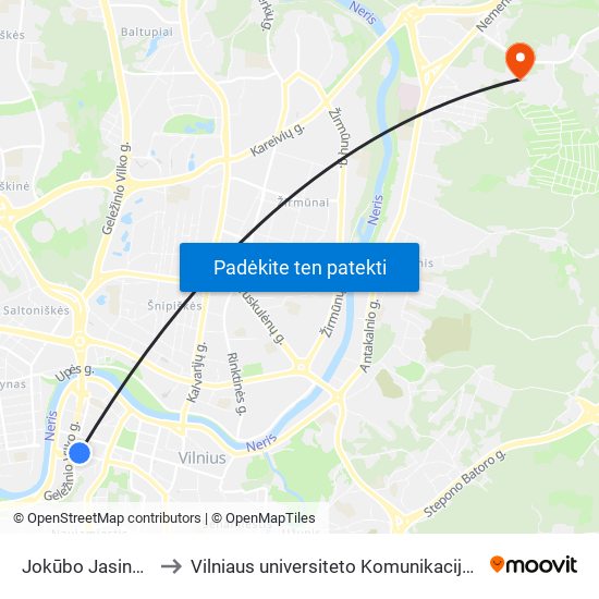 Jokūbo Jasinskio St. to Vilniaus universiteto Komunikacijos fakultetas map
