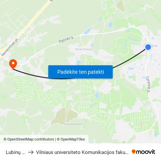Lubinų St. to Vilniaus universiteto Komunikacijos fakultetas map