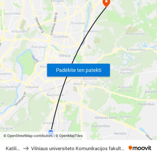 Katilinė to Vilniaus universiteto Komunikacijos fakultetas map