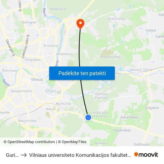 Guriai to Vilniaus universiteto Komunikacijos fakultetas map