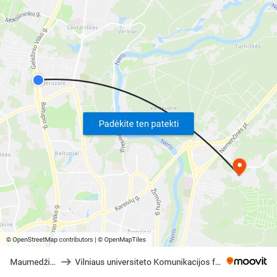 Maumedžių St. to Vilniaus universiteto Komunikacijos fakultetas map