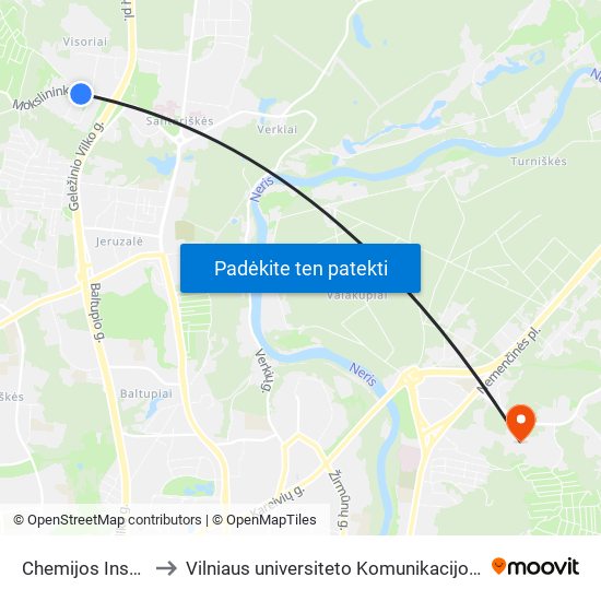 Chemijos Institutas to Vilniaus universiteto Komunikacijos fakultetas map