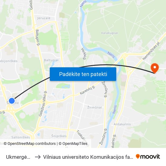 Ukmergės St. to Vilniaus universiteto Komunikacijos fakultetas map