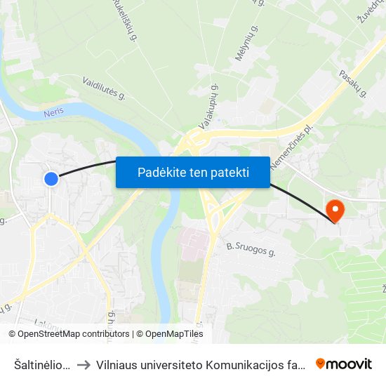 Šaltinėlio St. to Vilniaus universiteto Komunikacijos fakultetas map