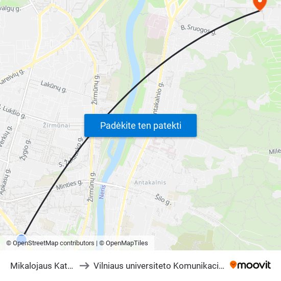 Mikalojaus Katkaus St. to Vilniaus universiteto Komunikacijos fakultetas map