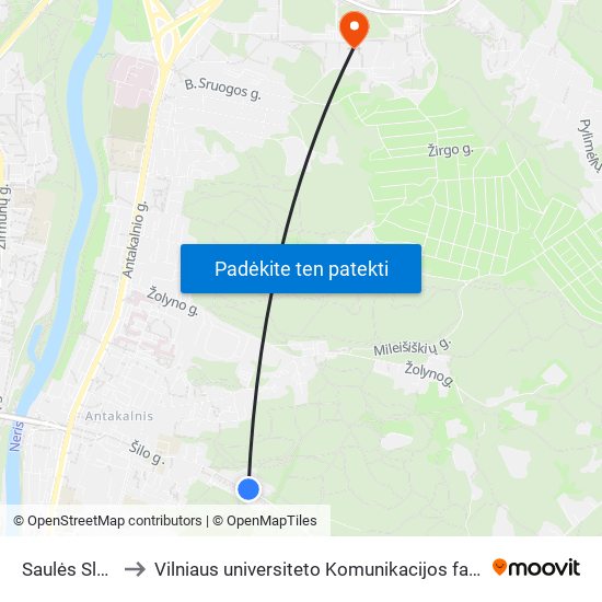 Saulės Slėnis to Vilniaus universiteto Komunikacijos fakultetas map