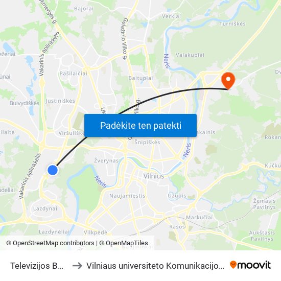 Televizijos Bokštas to Vilniaus universiteto Komunikacijos fakultetas map