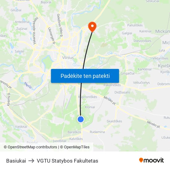 Basiukai to VGTU Statybos Fakultetas map