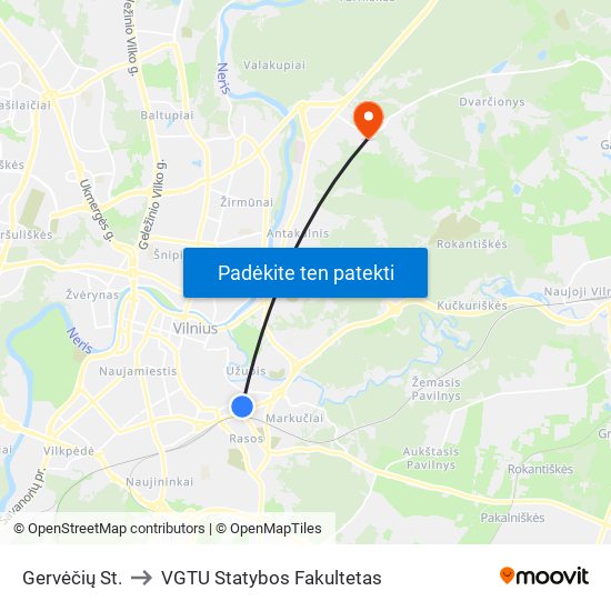 Gervėčių St. to VGTU Statybos Fakultetas map