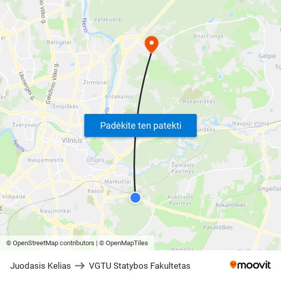 Juodasis Kelias to VGTU Statybos Fakultetas map