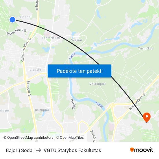 Bajorų Sodai to VGTU Statybos Fakultetas map