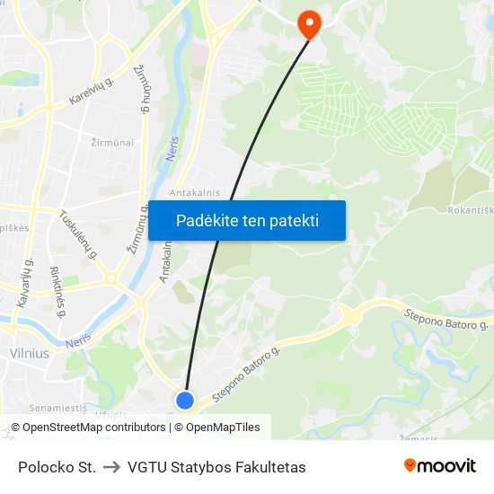 Polocko St. to VGTU Statybos Fakultetas map