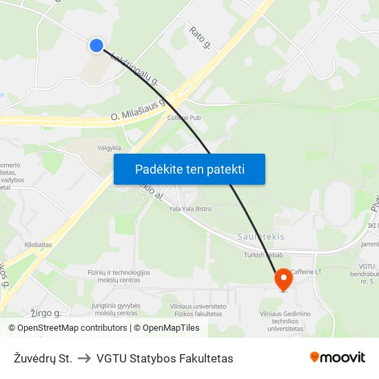 Žuvėdrų St. to VGTU Statybos Fakultetas map