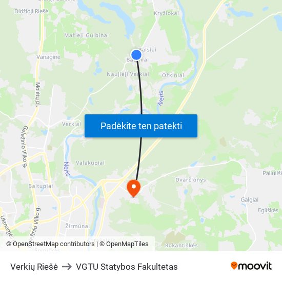 Verkių Riešė to VGTU Statybos Fakultetas map