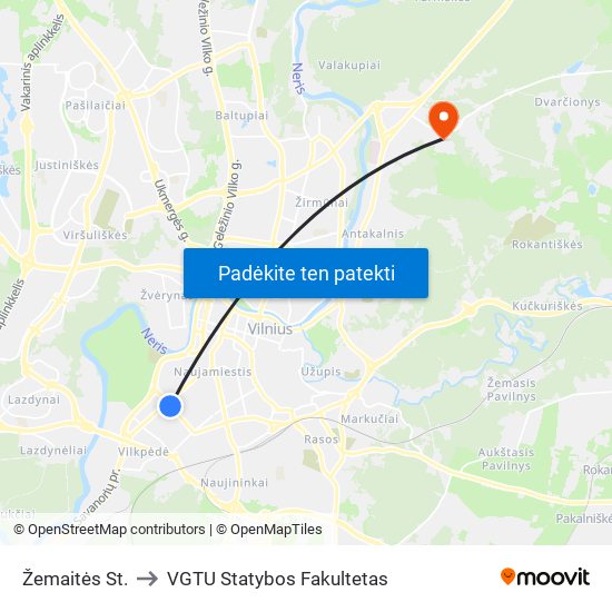 Žemaitės St. to VGTU Statybos Fakultetas map