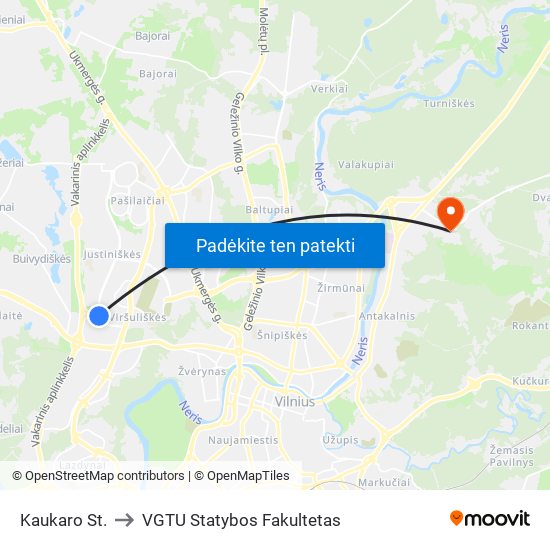 Kaukaro St. to VGTU Statybos Fakultetas map