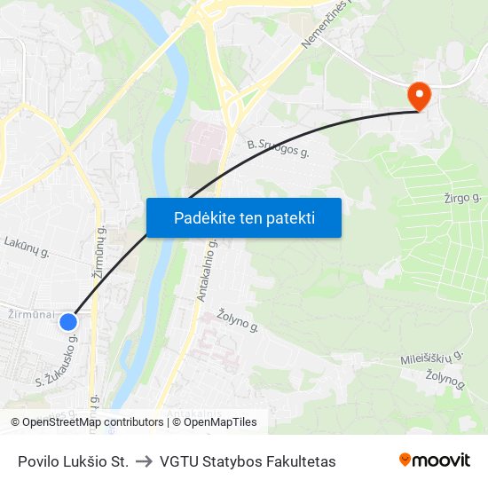 Povilo Lukšio St. to VGTU Statybos Fakultetas map