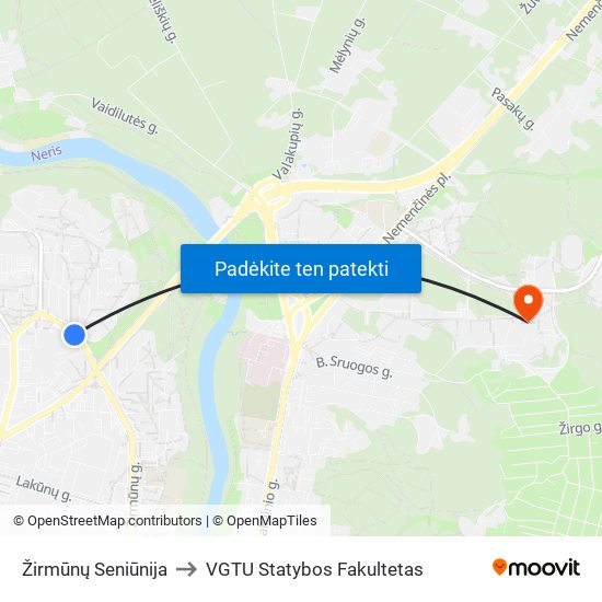 Žirmūnų Seniūnija to VGTU Statybos Fakultetas map