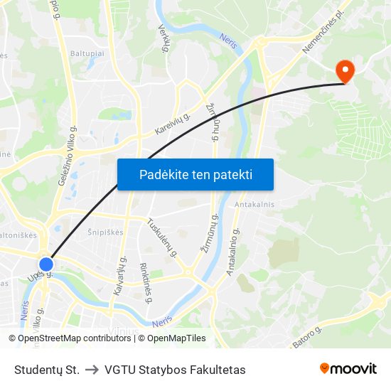 Studentų St. to VGTU Statybos Fakultetas map