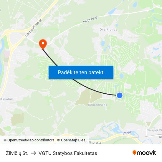 Žilvičių St. to VGTU Statybos Fakultetas map