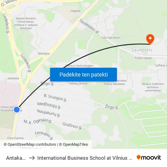 Antakalnis to International Business School at Vilnius university map
