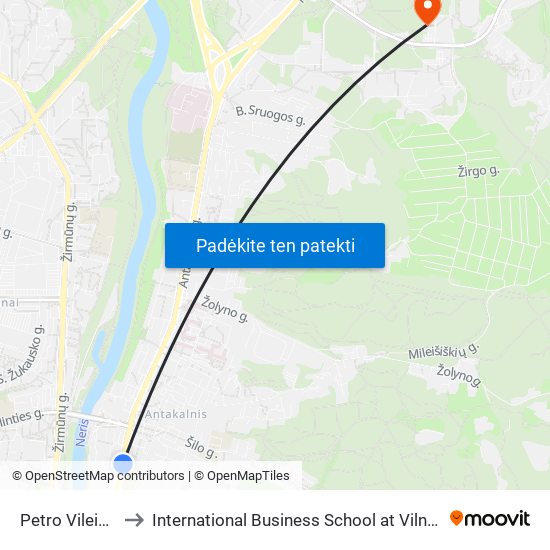 Petro Vileišio St. to International Business School at Vilnius university map