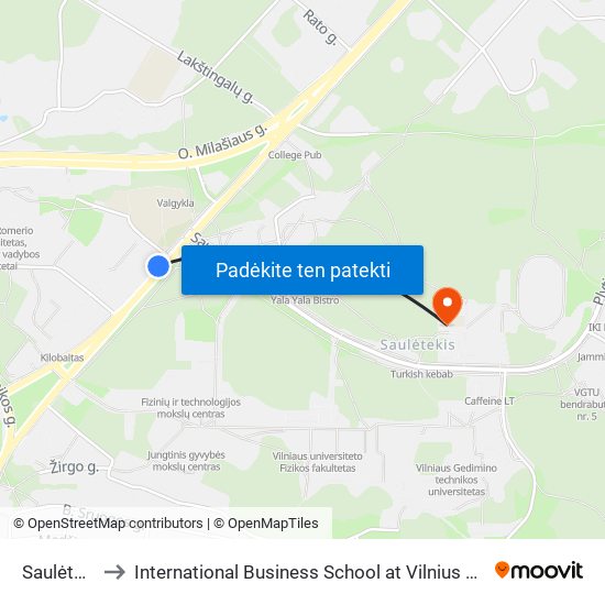 Saulėtekis to International Business School at Vilnius university map