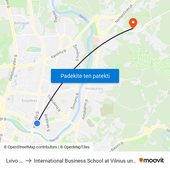 Lvivo St. to International Business School at Vilnius university map