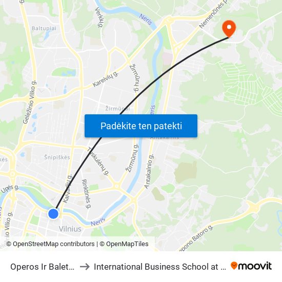 Operos Ir Baleto Teatras to International Business School at Vilnius university map
