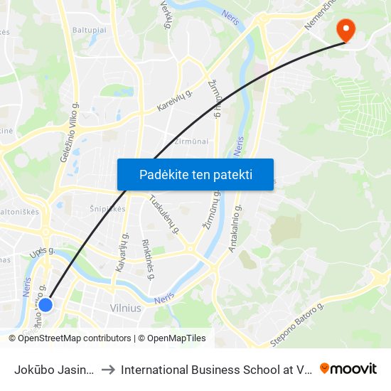 Jokūbo Jasinskio St. to International Business School at Vilnius university map