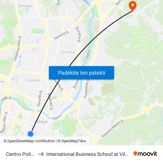 Centro Poliklinika to International Business School at Vilnius university map