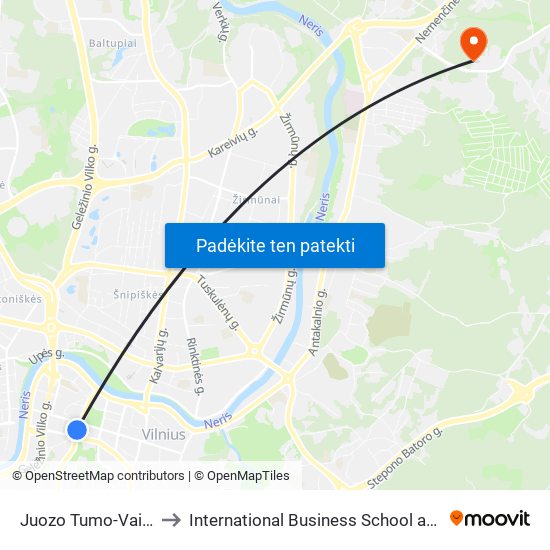 Juozo Tumo-Vaižganto St. to International Business School at Vilnius university map