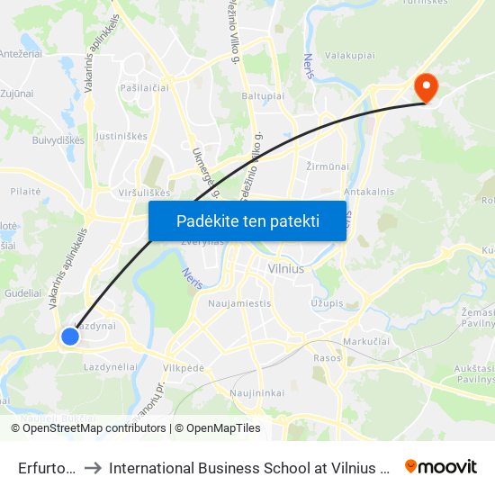 Erfurto St. to International Business School at Vilnius university map