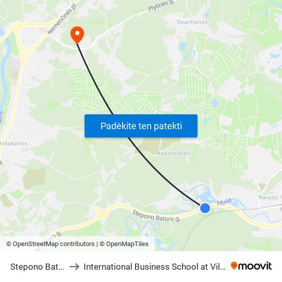 Stepono Batoro St. to International Business School at Vilnius university map