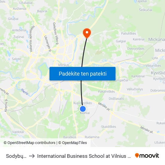 Sodybų St. to International Business School at Vilnius university map