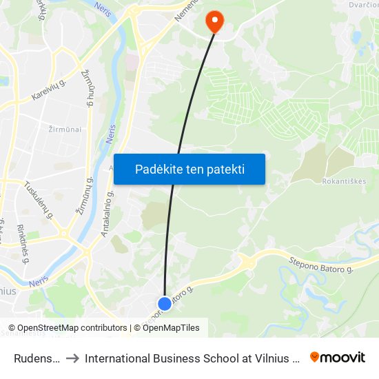 Rudens St. to International Business School at Vilnius university map