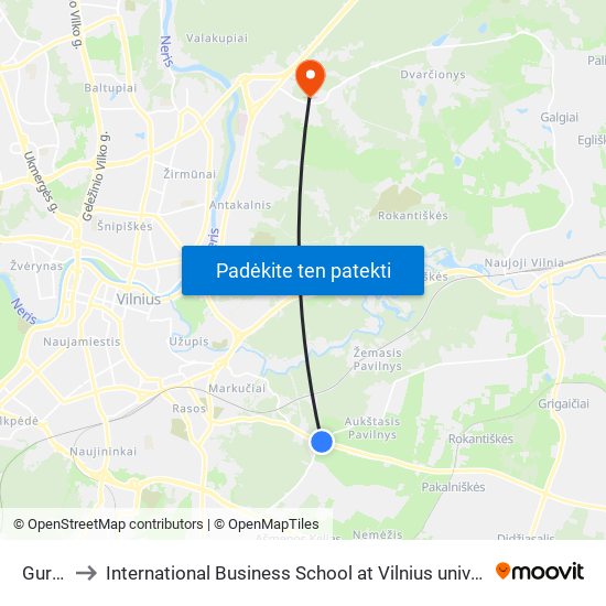 Guriai to International Business School at Vilnius university map