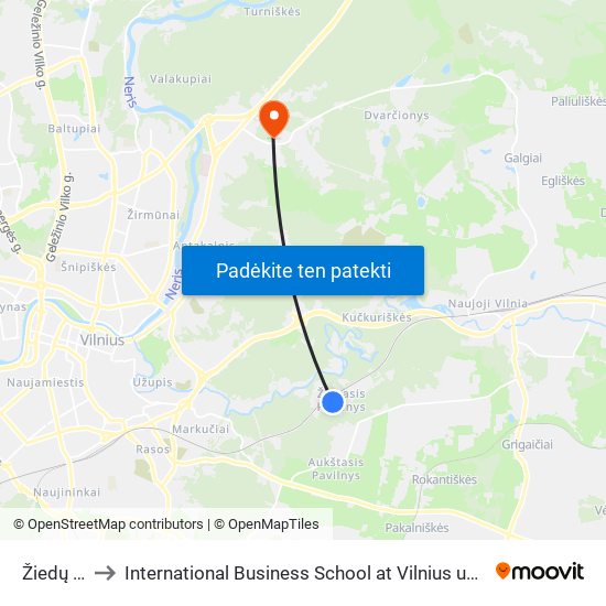 Žiedų St. to International Business School at Vilnius university map