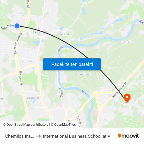 Chemijos Institutas to International Business School at Vilnius university map