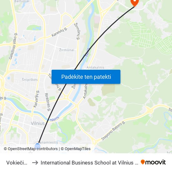 Vokiečių St. to International Business School at Vilnius university map