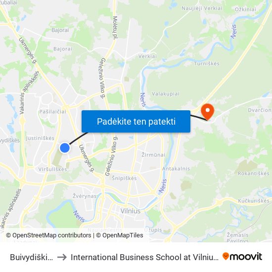 Buivydiškių St. to International Business School at Vilnius university map