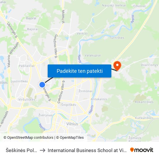 Šeškinės Poliklinika to International Business School at Vilnius university map