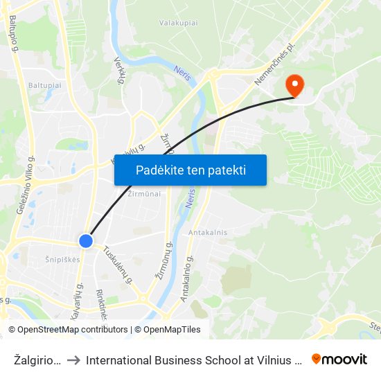Žalgirio St. to International Business School at Vilnius university map