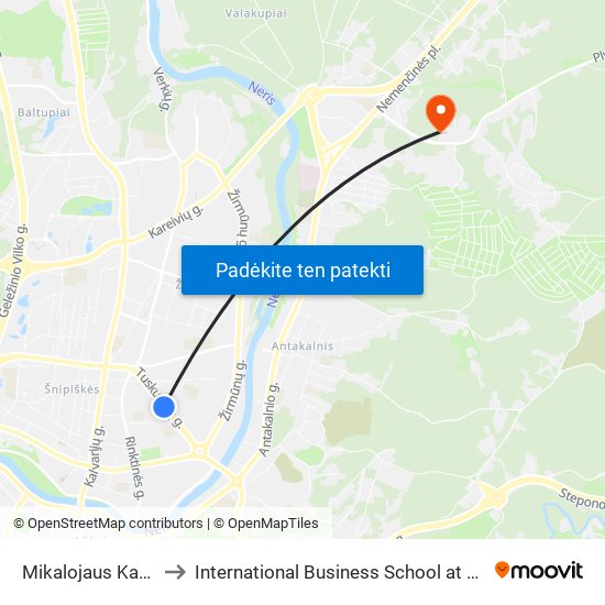 Mikalojaus Katkaus St. to International Business School at Vilnius university map